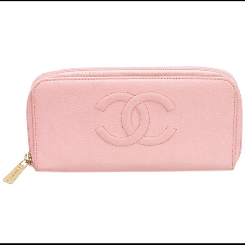 Chanel Pink Caviar Leather Zippy Wallet